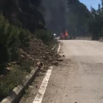 بالفيديو- مشاهد إضافيّة من مكان إستهداف السيّارة على طريق براد في جزين